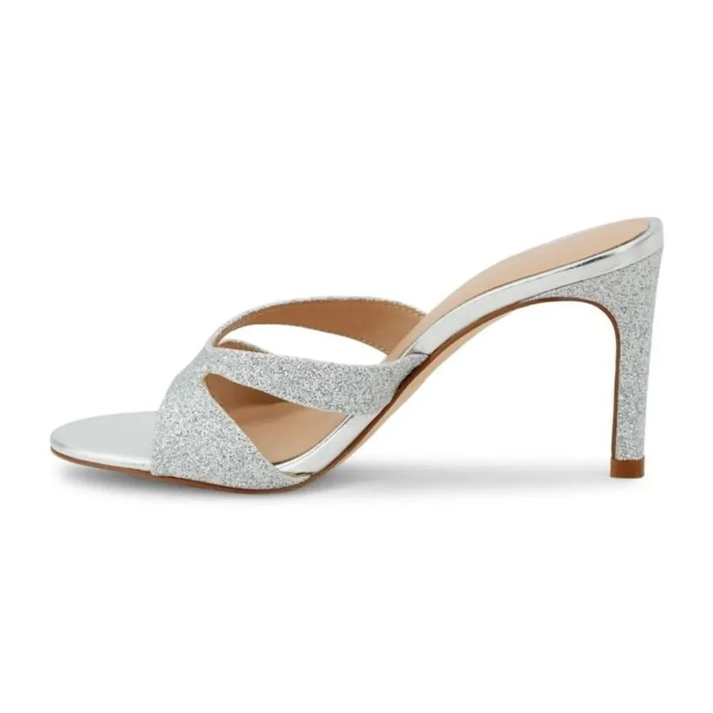 NWT Stuart Weitzman Mariposa silver gilitter sandals Size 7